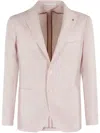 Tagliatore Linen Wool Mat Effects Single Breasted Jacket In Pink