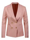 Tagliatore Pink Linen Double-breasted Jacket In Pink