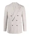 Tagliatore Linen-blend Double-breasted Blazer In White