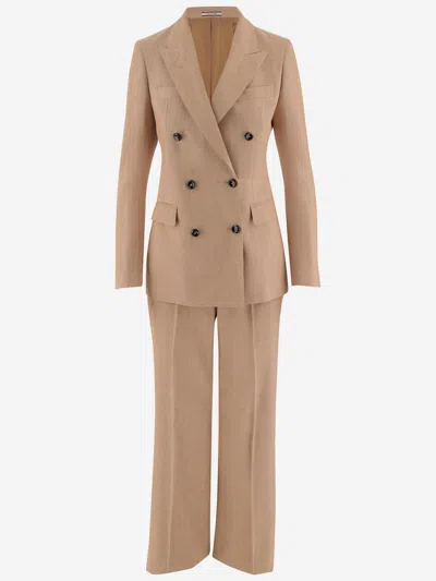 Tagliatore Linen Blend Dress In Neutral