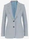 Tagliatore Linen Blend Single-breasted Jacket In Clear Blue