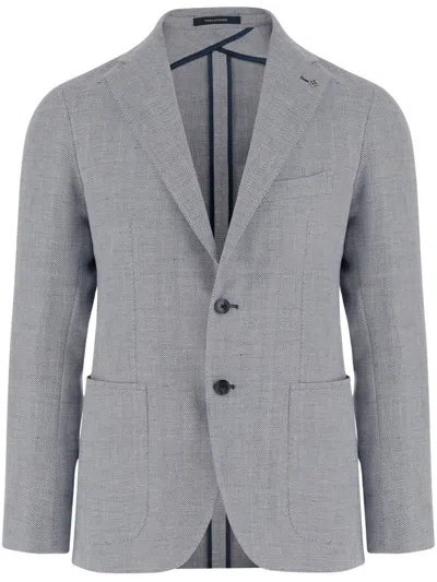 Tagliatore Linen Blend Single-breasted Jacket In Gray