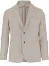 Tagliatore Linen Blend Single-breasted Jacket With Houndstooth Pattern