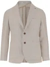 Tagliatore Linen Blend Single-breasted Jacket With Houndstooth Pattern In Neutrals
