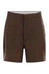 Tagliatore Women Linen Chino Bermuda Shorts In Brown