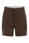 Tagliatore Women Linen Chino Bermuda Shorts In Brown