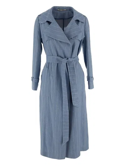 Tagliatore Linen Coat In Blue