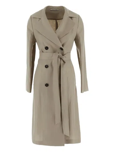 Tagliatore Linen Coat In Neutrals