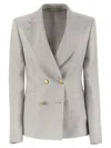 Tagliatore Women Linen Double-breasted Blazer In Light Grey