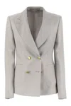 Tagliatore Women Linen Double-breasted Blazer In Light Grey