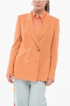 Tagliatore Linen Double Breasted Blazer With Patch Pocket