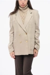 Tagliatore Linen Double Breasted Blazer With Patch Pocket