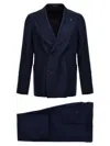 Tagliatore 'vesuvio' Double-breasted Suit With Slim Trousers And Back Vent In Blue