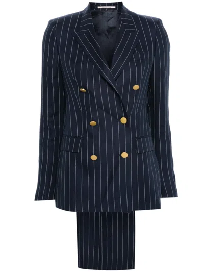 Tagliatore Linen Double-breasted Jacket In Blue