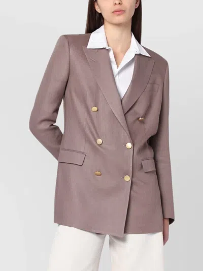 TAGLIATORE LINEN DOUBLE BREASTED JACKET WITH NOTCHED LAPELS