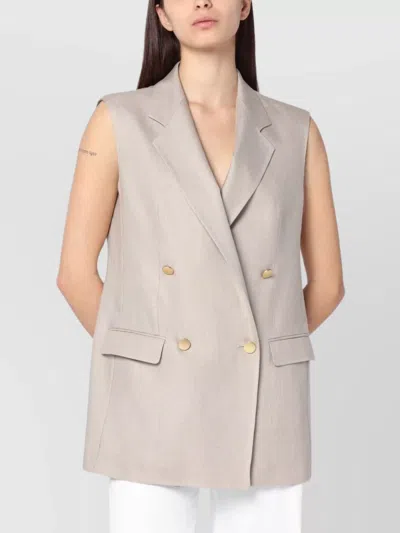 TAGLIATORE LINEN DOUBLE BREASTED SLEEVELESS VEST