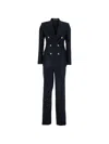 Tagliatore Linen Double Breasted Suit Gold Buttons In Black