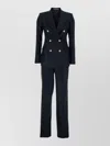 Tagliatore Linen Double Breasted Suit Gold Buttons In Blue