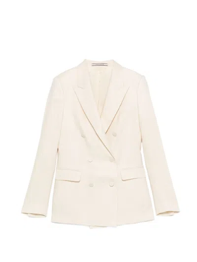 Tagliatore Linen Double-breasted Suit In White