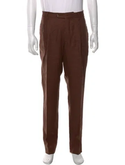 Pre-owned Tagliatore Linen Dress Pants In Brown