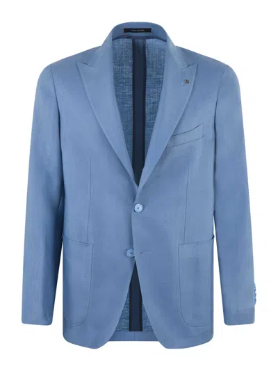 Tagliatore Linen Jacket In Light Blue
