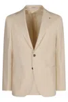 Tagliatore Cashmere Blazer With Two-button Closure And Notched Lapels In Neutral