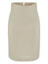 Tagliatore Linen Midi Skirt In Neutrals