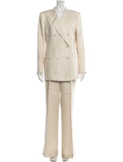 Pre-owned Tagliatore Linen Pantsuit In Neutrals