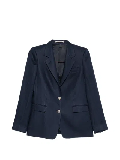 Tagliatore Linen Paris Blazer With Classic Lapels For Women In Blue