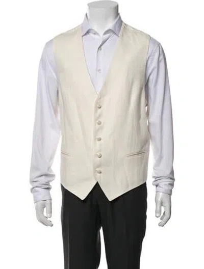 Pre-owned Tagliatore Linen Patterned Vest In Neutrals