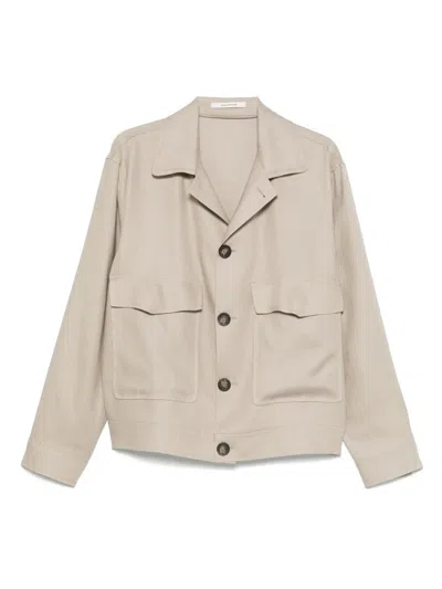 Tagliatore Linen Shirt Jacket In Neutrals