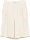 Tagliatore Tailored Beige Linen Shorts With Pleated Front In Beige
