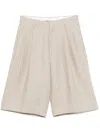 Tagliatore Linen Shorts In Taupe In Grey