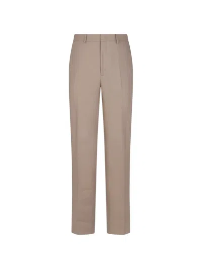 Tagliatore Linen Straight-leg Trousers In Brown
