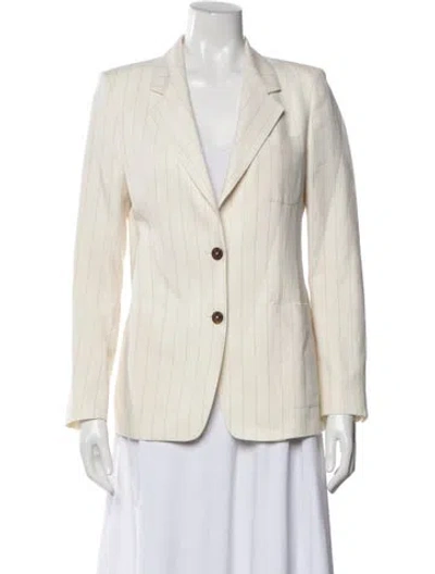 Pre-owned Tagliatore Linen Striped Blazer In Neutral