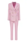 Tagliatore Cotton And Linen Blend Suit With Peak Lapels