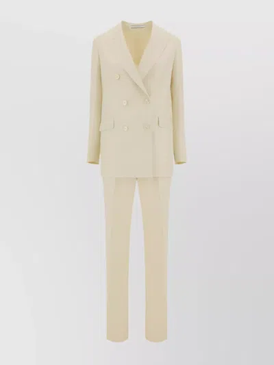 Tagliatore Linen Suit Double-breasted Jacket In White