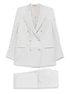 Tagliatore Linen Double-breasted Suit In Grey