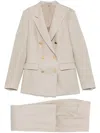 Tagliatore Linen Double-breasted Suit In Taupe In Neutrals