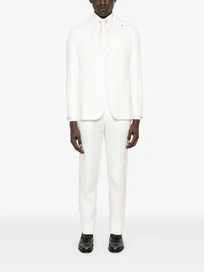 Tagliatore Single-breasted Linen Suit In White