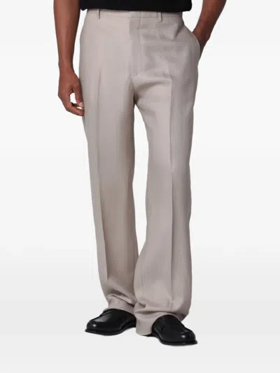 Tagliatore Tailored Trousers In Beige Linen In White