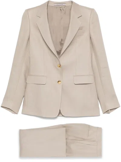 Tagliatore Linen Trouser Suit In Gray