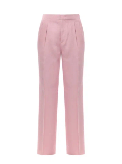 Tagliatore Linen Trouser With Frontal Pinces In Pink