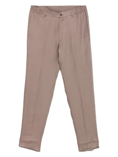 Tagliatore Linen Trousers In Brown