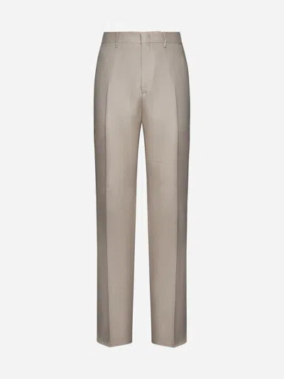 Tagliatore Linen Trousers In Dove Grey