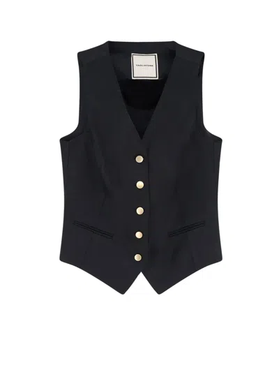 Tagliatore Linen Vest In Black
