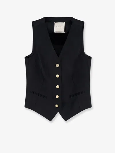 Tagliatore Linen Vest In Black