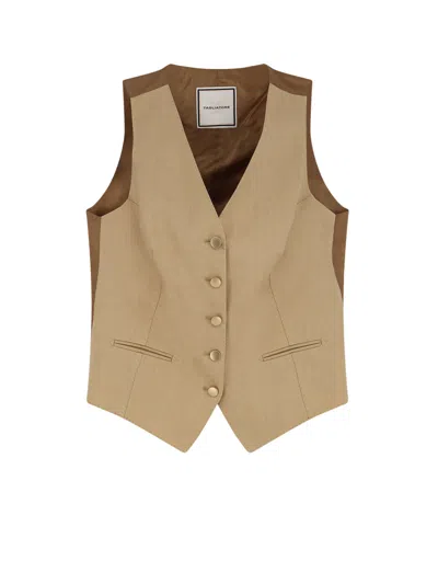 Tagliatore Linen Vest In Neutral