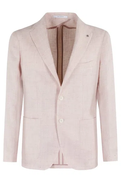 TAGLIATORE LINEN WOOL MAT EFFECTS SINGLE BREASTED JACKET