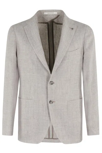 Tagliatore Linen Wool Mat Effects Single Breasted Jacket In Neutrals